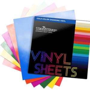 TECKWRAP Cold Sensitive Color Changing Vinyl for Craft Cutter Adhesive Permanent Vinyl Sheets(Translucent to Blue, Red, Purple,Orange,Yellow,Green),12" x 12" 6 Sheets/Pack