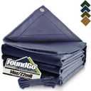 FoundGo Canvas Tarp 8x10ft Heavy Duty Waterresistant Tarps with Grommets, UV Resistant, 22 Mil Tarpaulin,14 oz Durable Cloth Covers for Car, Roof, Boat, Camp, Canopy, Woodpile with Ropes-Blue