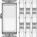 BESTTEN 10 Pack Single Pole Decorator Wall Light Switch, 15A 120/277V, Paddle Light Switch, On/Off Rocker Interrupter, UL Listed, White
