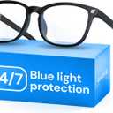Gaoye Matte Black Blue Light Glasses for Computer & Gaming - Anti UV Ray Lenses, Scratch-Resistant & Comfort Fit (Medium)