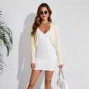 Women's Cardigan Summer 2024 Bolero Shrugs for Dresses Cropped Sweater Long Sleeve Lightweight Open Front Elegant Knit Top. (White, XL)
