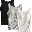 Ibeauti Womens Camisoles Tops with Built in Padded Bra Basic Breathable Tank Top (L)
