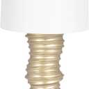 Sagebrook Home 28" Hx15 Diameter, Resin Stacking Rings, Table Lamp, Champagne Finish, Made with Resin and Linen, Elegant Lighting for Any Room or Area