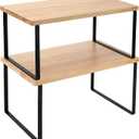 Bamber Large Cabinet Shelf Organizers Solid Wood Spice Rack Organizer for Cabinet Kitchen Countertop Storage, 16.5x10 Inches, Set of 2