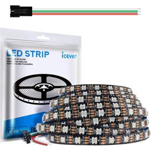16.4FT WS2812B 5V LED Strip Lights 300 Individual Addressable RGB IC 5050SMD LEDs - Flexible Black PCB IP30-60LEDs/m MagicRGB Dream Color for DIY Chasing Color Project (No Power Supply & Controller)