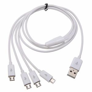 Herfair Micro USB Splitter Cable, 4-in-1 Multi Micro USB Charging Cord, USBMicro Wire Lead Type A Male to 4 MicroUSB Male Adapter Cable for Data Sync/Charge (1.64ft, White)