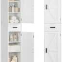 WEENFON 67 Tall Bathroom Cabinet with 6 Shelves & 1 Drawer, Narrow Storage Cabinet with Adjustable Shelves, Silm Cabinet for Living Room, Kitchen, White