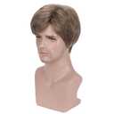 BERON Men Wigs Short Straight Heat Resistant Synthetic Wig Come with Wig Cap (Mixed Ash Blonde)