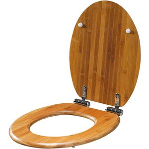 Wooden Toilet Seat Round, Quiet Soft Close Toilet Seats with Stainless Steel Hinges, Quick Release for Easy Assembly, Anti-Pinch Natural Bamboo Toilet Lid,Bamboo