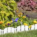 EasyFlex No-Dig Landscape Edging with Anchoring Spikes, 4.5 in. Tall Decorative Adirondack Wood-Look Fence Garden Border, 15 Foot Kit, White (3600WT-15C-6)