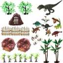 30 Piece Dinosaurs Toys Set - Plastic Dinosaurs Figures, Realistic Dinosaurs Trees & Rocks,Dinosaur Eggs and Nest,Kids Dinosaurs Toys Set for Boys and Girls