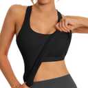 MathCat Seamless Workout Tank Top for Women with Built in Bra, Padded Racerback Ribbed Athletic Yoga Camisole (Large, Black)