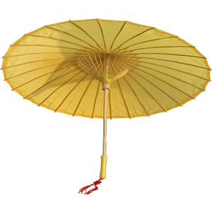 Plain Bamboo Parasol Umbrella, Yellow, 33 Inch Diameter, One Size