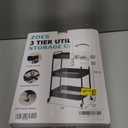 3 Tier Rolling Cart, Metal Utility Cart with 4 Hooks, Rolling Storage Cart on Wheels, Small Organizer Cart for Nursery, Kitchen, Living Room, Bathroom, Black