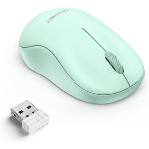 TECKNET Wireless Mouse for Laptop, 2.4G Ergonomic Portable Mouse, Plug & Play, Compact Design, Small Computer Mouse, Cordless Mice for Laptop, PC, Mac - Green