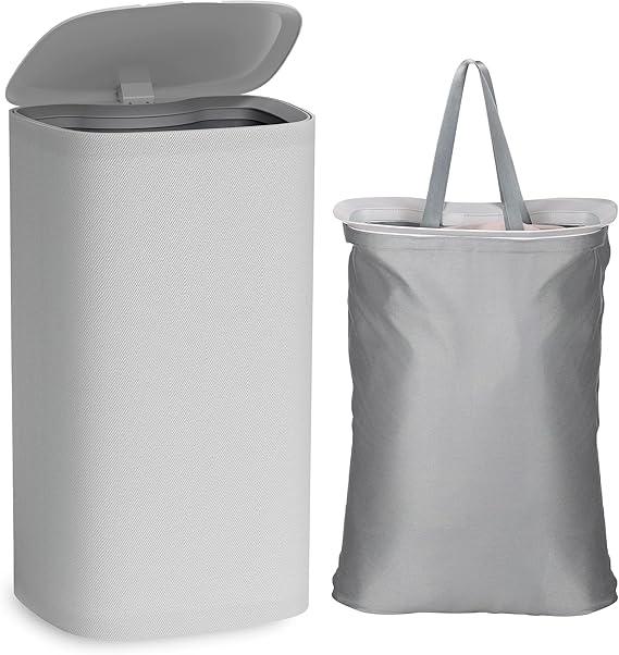 Vtopmart 70L Large Laundry Hamper Baskets for Dirty Clothes, Tall Hamper Bin with Lids, Removable Inner Bag with Handles to Easy Carry, Stylish Laundry Basket for Bedroom aesthetic, Bathroom, Dorm
