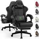 GTPLAYER ACE-PRO Music Gaming Chairs  Built-in Speakers, App Support & Bluetooth Control, Computer Game Chairs with Footrest for Adults, Ergonomic, Reclining, Linkage Armrest, Black & Green Stitch