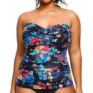 AQUA EVE  Tankini Top for Women Twist Front Bandeau Swimsuit Tummy Control Bathing Suit Tops Only No Bottom L