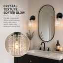 2-Pack 1-Light Modern Matte Black Crystal Wall Sconces, Hardwired Indoor Bathroom Vanity Light Fixtures, Crystal Over Mirror Lamps for Living Room, Bedroom, Hallway