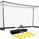 Portable Soccer Goal, Detachable 12x6 FT Soccer Goals Net for Backyard, Quick Setup Training Equipment with 1 Carry Bag, 12 Training Cones