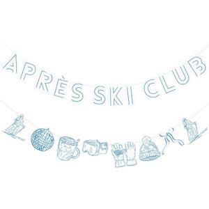 Epakh 2 Pcs Apres Ski Party Decorations Blue Banner Flag Accessories 98.4 Inches for Winter Apres Ski Club Themed Bridal Shower Bachelorette Party Decor