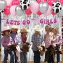 YQUQWN 131 PCS Disco Cowgirl Balloons Arch Garland Kit Western Party Decorations Cow Print Balloons for Disco Cowgirl Last Rodeo Bachelorette Birthday Party Decorations Lets Go Girls Party Decor