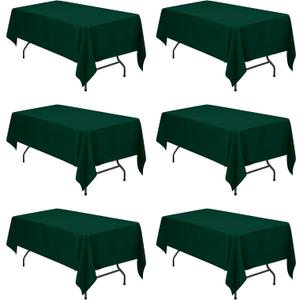 BRILLMAX 6 Pack Hunter Green Tablecloths 60 x 102 Inch for 6ft Rectangle Tables - 150 GSM Polyester Fabric, 15" Standard Drop, Water, Stain & Wrinkle Resistant Cloth Cover for Wedding Dining Buffet