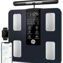 GE Smart Scale for Body Weight: 8-Electrode Digital Bathroom Scale for Weight Fat BMI Muscle Mass Full Body Composition Analyzer 50 Measurements Bluetooth Highly Accurate Weighing Machine 400lb Black