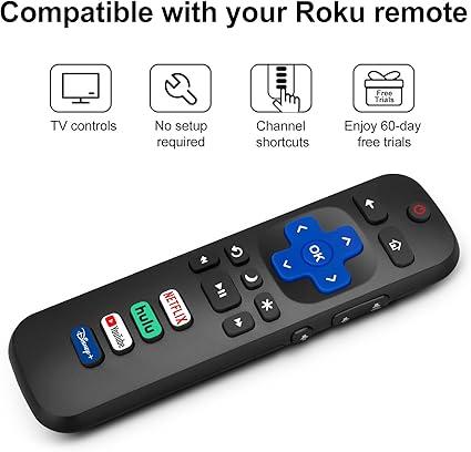 (Pack of 1)Replacement Remote Control Only for Roku TV, Compatible for TCL Roku/Hisense Roku/Onn Roku/Sharp Roku/Element Roku/Westinghouse Roku/Philips Roku Smart TVs (Not for Roku Stick and Box)