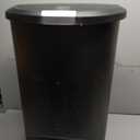 simplehuman 50 Liter / 13 Gallon Semi-Round Kitchen Step Trash Can with Secure Slide Lock, Black Plastic