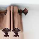 Yalikop 2 Pack Drapery Curtain Wood Finial Screw on Curtain Rod End Caps Wooden Finials for 2" Diameter Drapery Rod