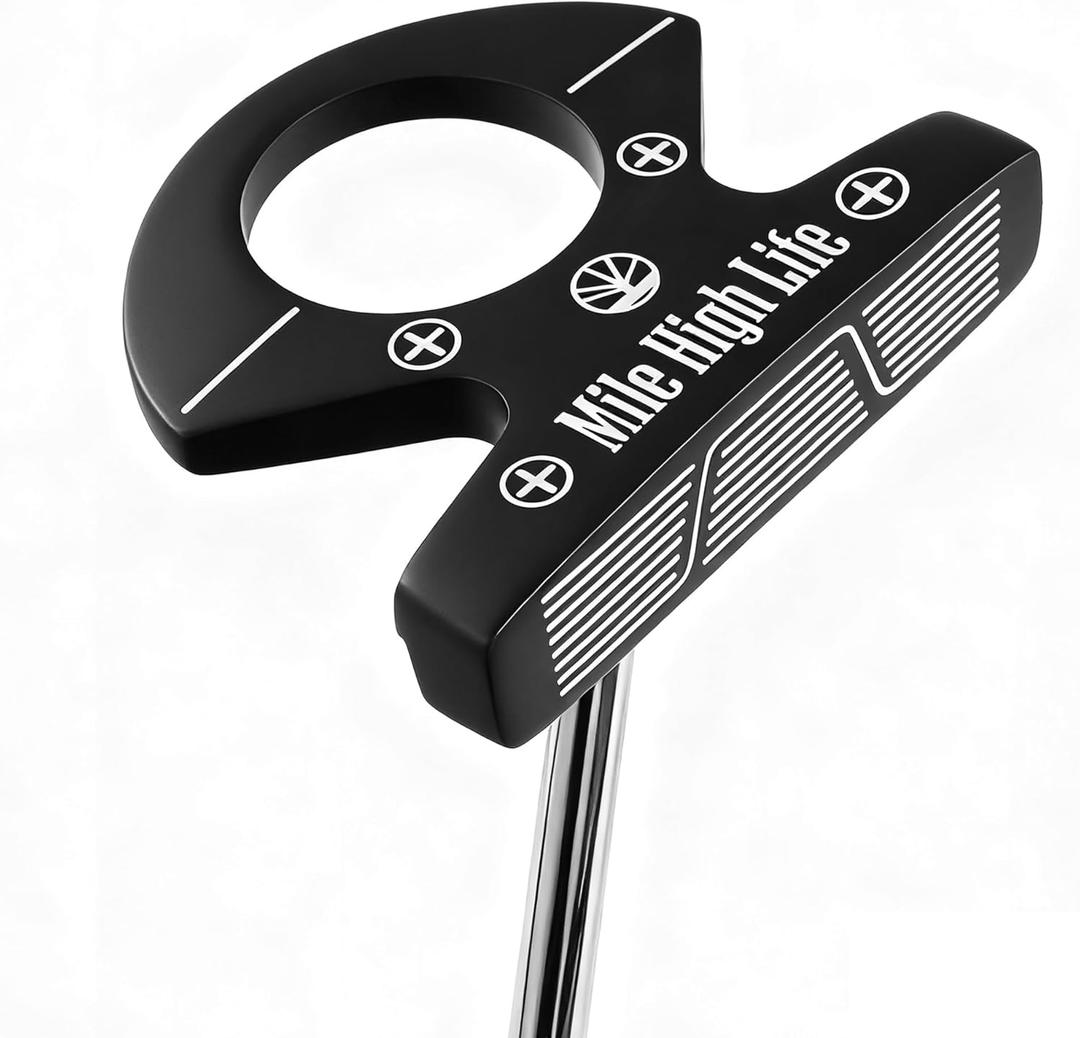 Mile High Life Mens Right Handed Golf Putter | Innovative Design w/Premium Grip & Enhanced Aim Line for Alignment | Optimized Value Putter Alternative to Major Brands, Shaft Length: 35 inches, Loft: 3 degrees, Anti-Slip Rubber Grip