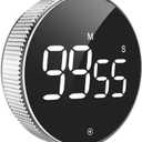 ThreeH Magnetic Kitchen Timer Digital Timer Countup Countdown Alarm Clock Stopwatch for Cooking Shower Study Exercise Silver