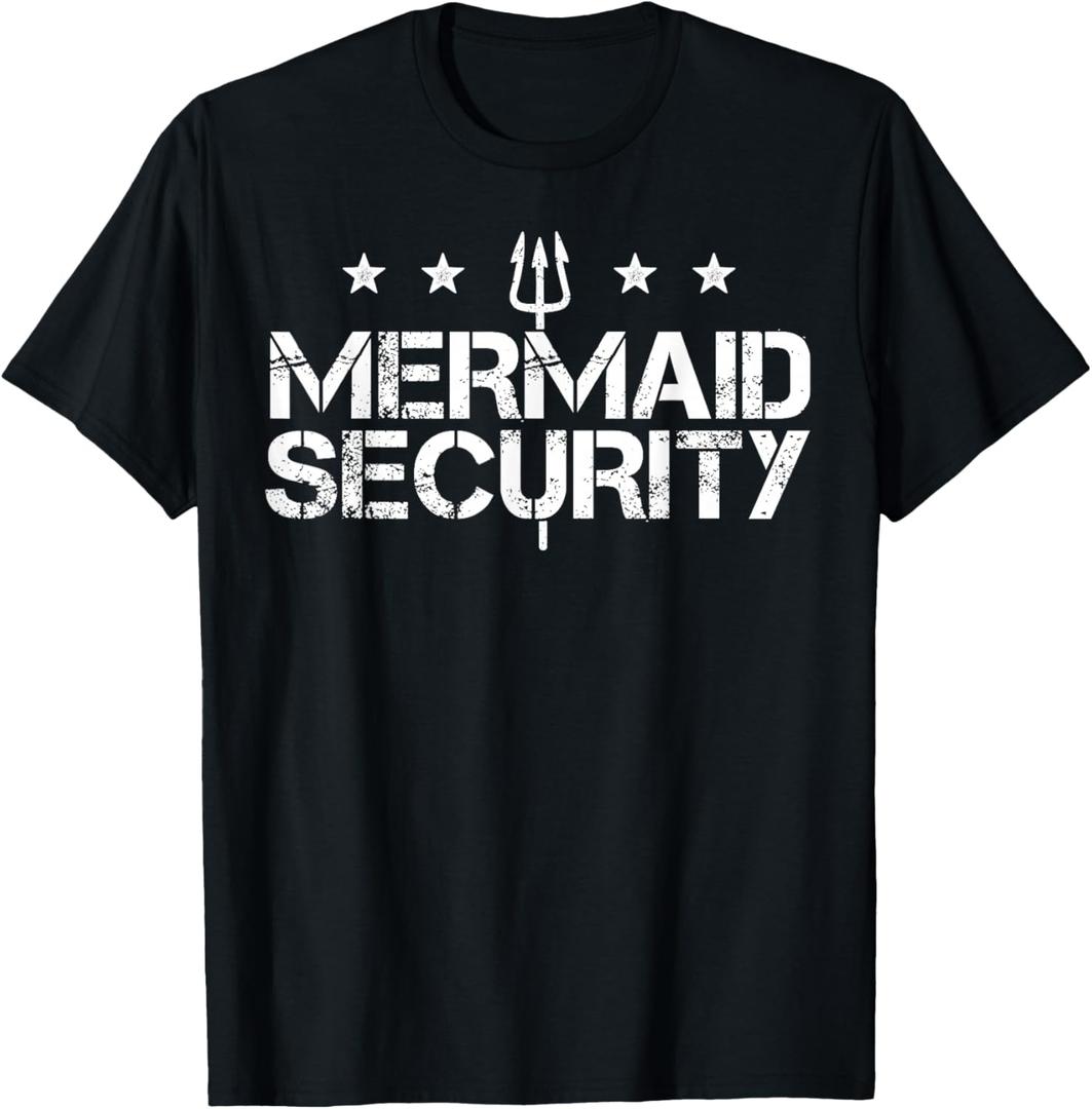 Merman Mermaid Security T-Shirt Funny Swimming Gift T-Shirt Small