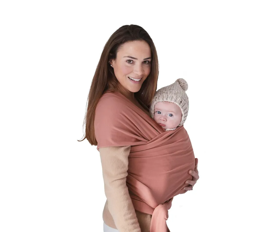 mushie Baby Wrap Carrier | Organic Cotton and Elastane | Infant Sling for Newborn and Babies 8-35 lbs (Cedar