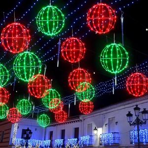 Leinuosen 4 Pack 7.87" Outdoor Christmas Ball Lights, Hanging LED Sphere String Light with Metal Frame Multicolor Globe Lights for Holiday Garden Tree Patio Yard Party Outdoor Decor (Red Green)