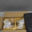 8.2FT Square Arch Backdrop Stand,Metal Gold Backdrop Stand Heavy Duty Adjustable,Extra 2 Clamps Change Over The Table Rod Stand,Wedding Balloon Arch Stand for Valentine Parties Decoration