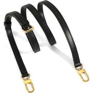 Vachetta Leather Replacement Adjustable Shoulder Strap for L V Handbag Replacement Bag Strap (Black-width: 0.6 in)
