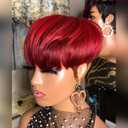 Pixe Cut Wig Wigs For Black Women Short Wigs for Black Women Wigs With Bangs Red to Brown Wigs Natural Hairline Wig Hair Replacement Wigs 8Inch