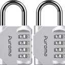 Puroma 2 Pack Combination Lock for Locker 4 Digit Outdoor Waterproof Padlock for School, Gym, Sports, Fence, Toolbox, Gate, Case, Outdoor, Hasp Storage, Cabinets (Silver)