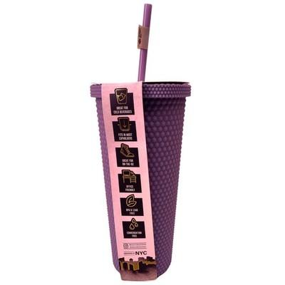 Studded Tumbler Rubberized Finish 24oz 710ml Purple