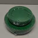 COLOSUS 60Pcs Green Plastic Plates, Fancy Green Scallop Plates, Heavy Duty Lace Hollowed Out Plate include 30 Dinner plate 10 and 30 Salad/Dessert plate 7.5for Party