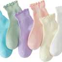 Hstyle 6 Pairs of Ruffle Socks Women, Cute Ruffle Ankle Socks