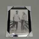Malden International Designs Black Sleek With Silver Inside Border Picture Frame, 5x7, Black