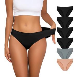 Y25D Bikini Underwear for Women Seamless Cheeky Panties Low Waist Soft Stretch Breathable Ladies Hipster Briefs, 6-Pack L