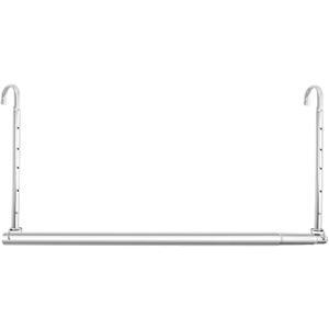 Closet Hanging Rod, Adjustable Width and Height Space-Saving Clothes Hanging Bar, 1 Pack Chrome (16.5-27.2 inch)