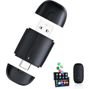 Wireless Carplay Adapter for iPhone, Easy to Upgrade Wired CarPlay to Wireless, Plug & Play, Mini Size with USB A & Type-C, Wireless Control Adapter for Cars from 2017 and iOS 10+ (Black)