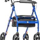 Drive Medical Hugo Elite Rollator Walker with Seat, Backrest and Basket, Blue