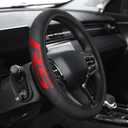 Premium Leather Steering Wheel Cover Compatible with Chevy Camaro RS, Universal Fit 14-15 Inch, Breathable, Comfortable Grip, Lightweight, Easy Install Accessory