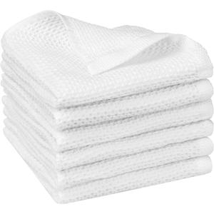 uxcell 100% Cotton Dish Clothes, Double-Sided Waffle Weave Kitchen Towels, Absorbent Kitchen Dish Cloths, 14" x 14" 6 Pack White